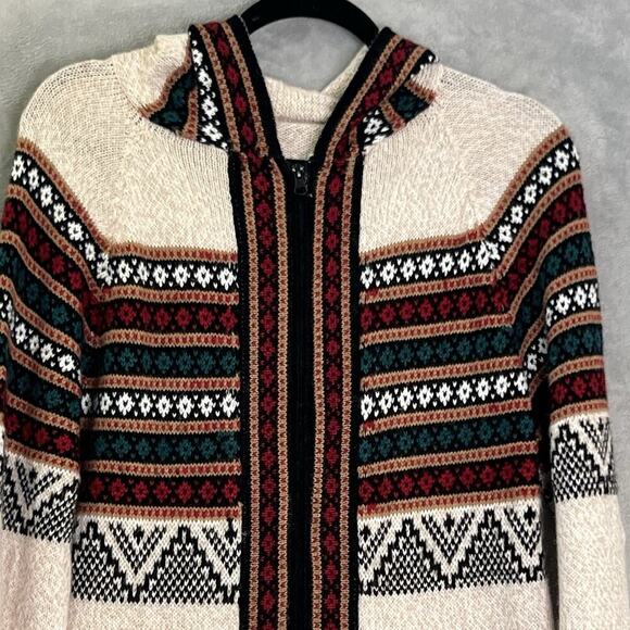 Artesania‎ Edm Peruvian Alpaca Wool Full Zip Hooded Sweater Southwestern Sz M - Picture 2 of 14